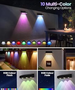 2025 Solar Fence Lights 8 Pack 3000K-6000K Waterproof Auto On/Off 2