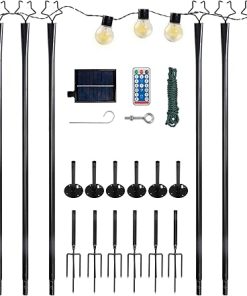 10ft String Light Poles with Hooks for Patio and Garden Parties