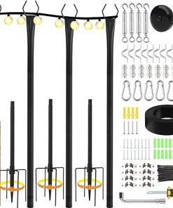 Outdoor String Light Suspension Kit 4 Pack with 10 Ft Metal Poles