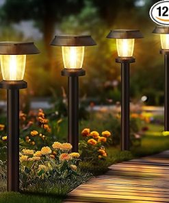 12 Pack Solar Pathway Lights Outdoor Waterproof for Garden Walkway