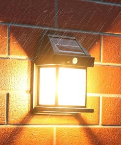 Solar Motion Sensor Fence Lights 4pcs IP65 Waterproof 600LM Black 2