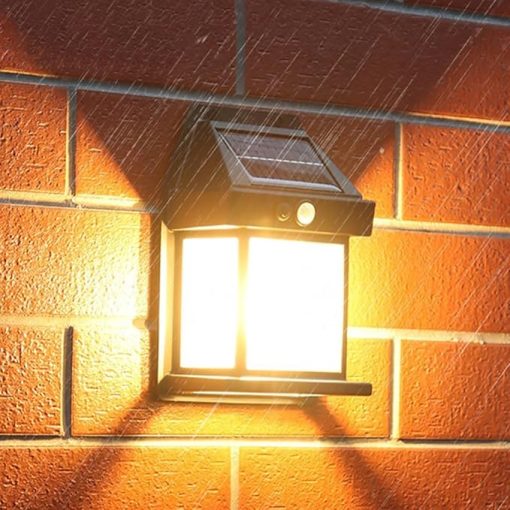 Solar Motion Sensor Fence Lights 4pcs IP65 Waterproof 600LM Black - Image 2