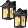 Outdoor Solar Wall Lanterns with Motion Sensor and LED Bulbs 2 Pack 4