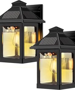 Solar Wall Lanterns with Motion Sensor Waterproof for Porch Garage 2 Pack