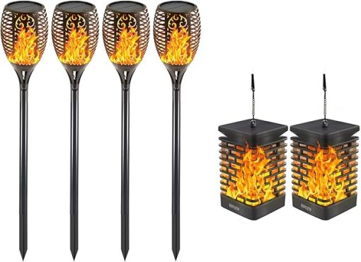 Outdoor Solar Flickering Flame Lights for Garden Patio Landscape