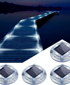 Solar Deck Lights Outdoor Waterproof 12 LED 1200mAh 4 Pack White 2