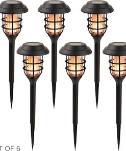 Alpine 17 Inch Outdoor Solar Powered Pathway LED Torch Light Set 2