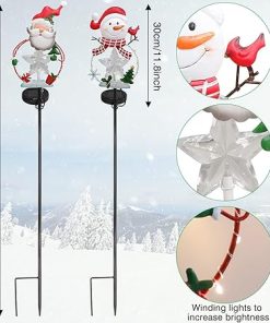 LED Star Solar Powered Christmas Pathway Lights 2 Pack Outdoor Decor 2