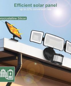 Solar Security Lights 2400mAh LED Motion Sensor Outdoor Flood Light 2