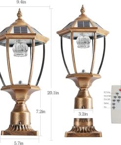 Elegant Retro Solar Column Headlights with Dimmable LED, 2 Pack 2