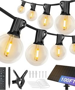 100FT Solar String Lights Outdoor Waterproof Remote 50 LED Bulbs