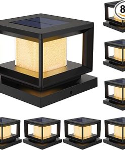 Outdoor 8 Pack Solar Post Lights Waterproof Fence Cap for Decks