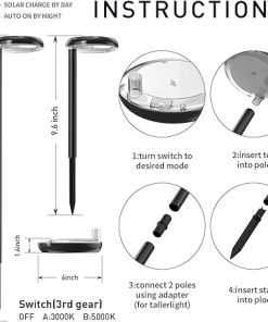 Super Bright 300 Lumens 2-in-1 Solar Pathway Lights 6-Pack 2