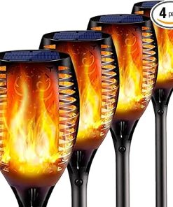 4PC Solar Torch Lights Outdoor 43 Inch 96 LED Waterproof Garden Pathway