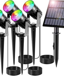 Solar Powered RGB Garden Spotlights for Outdoor Pathway Lighting