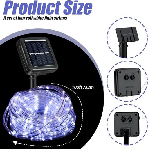 Outdoor 300 LED Solar Rope Lights 100ft Waterproof for Party Decor - Image 2
