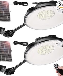Ropelux 3500LM Solar Barn Lights with Motion Sensor Remote 2Pack
