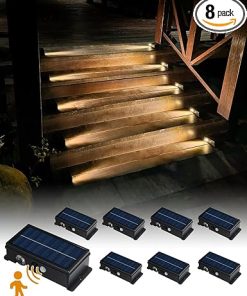 Solar Step Lights with Motion Sensor Waterproof 8 Pack for Outdoors