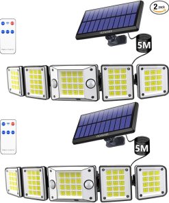 240 Degree Solar Outdoor Lights with Motion Sensor and Waterproof Design