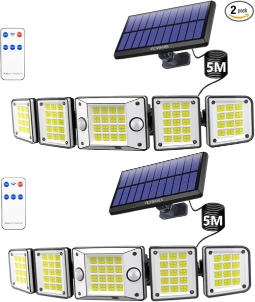 240 Degree Solar Outdoor Lights with Motion Sensor and Waterproof Design