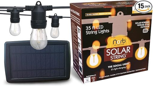 NorbSOLAR 35FT Solar String Lights for Patio and Outdoor Events