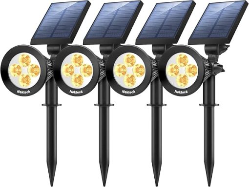 Nekteck 4 Pack Solar Lights for Yard Pathway Garden Auto On Off