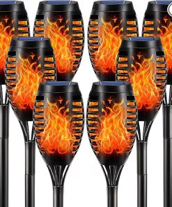 Outdoor Solar Torch Lights – 8 Pack 12 LED Garden Lamps with Flame Effect