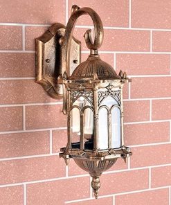 Antique Bronze Wall Sconce Glass Lantern Outdoor Waterproof Light
