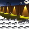12 Pack Solar Fence Lights 50 Lumens RGB Color Glow LED Outdoor