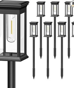 KOOPER 8 Pack Solar Pathway Lights Waterproof Auto On Off for Outdoors