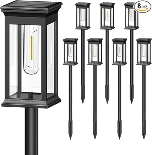 KOOPER 8 Pack Solar Pathway Lights Waterproof Auto On Off for Outdoors