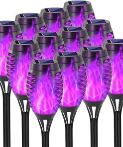 Purple Solar Tiki Torches Halloween Decorations for Outdoor Use