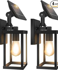 Solar Wall Lights Outdoor Black Dusk to Dawn Automatic Lighting