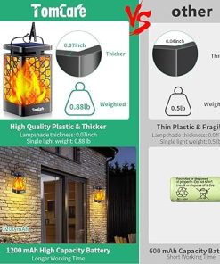Upgraded Solar Lanterns with Flickering Flame for Outdoor Decor 2