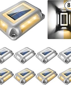 8 Pack Solar Deck Lights Waterproof Outdoor LED Road Markers