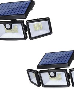 2-Pack Solar Security Lights with 132 LED Outdoor Wall Lamps