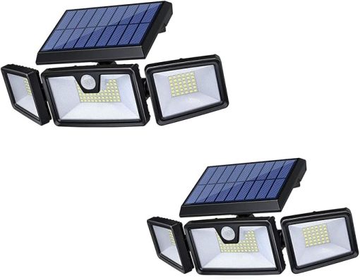 2-Pack Solar Security Lights with 132 LED Outdoor Wall Lamps