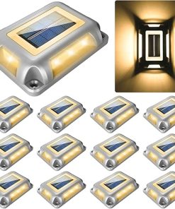 12 Pack Solar Deck Lights Waterproof Outdoor LED Pathway Lighting