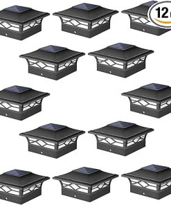 12 Pack Solar Post Cap Lights Waterproof for 4×4 Wood Vinyl Posts