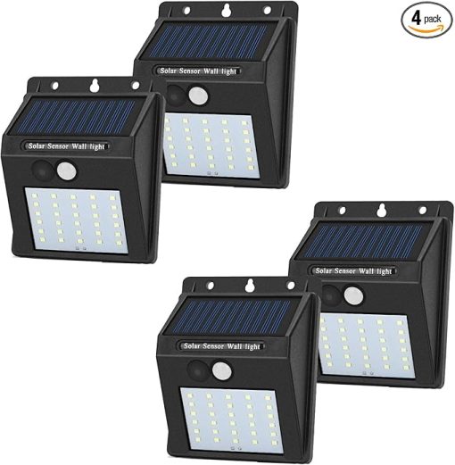 Solar Motion Sensor Lights Outdoor 30 LED 4 Pack for Home Use