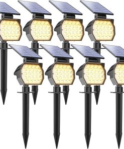Waterproof Solar Spot Lights 8 Pack IP67 with 3 Lighting Modes