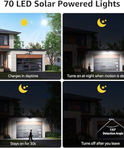 Motion Sensor LED Solar Lights Outdoor with 3 Adjustable Heads Pack of 2 2