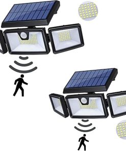 Solar Security Lights Outdoor 132 LED Waterproof 270° 6500K 2 Pack