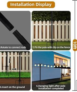 Outdoor String Light Suspension Kit 4 Pack with 10 Ft Metal Poles 2