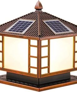 Retro Solar Post Light Outdoor Column Lamp for Garden Courtyard