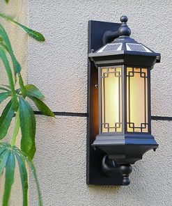 Solar Wall Lantern Vintage Light Sconce for Outdoor Garden Use
