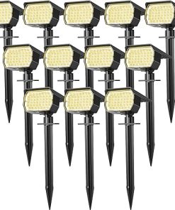 12 Pack Solar Spot Lights Outdoor Waterproof IP65 with 3 Lighting Modes
