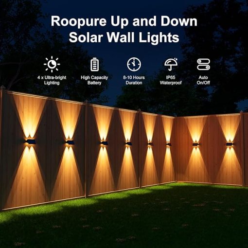 8 Pack Solar Powered LED Fence Lights for Outdoor Deck and Patio - Image 2