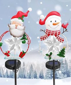 LED Star Solar Powered Christmas Pathway Lights 2 Pack Outdoor Decor