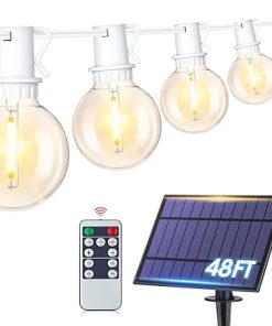 Mlambert 48Ft Solar String Lights Waterproof Outdoor Patio Lights